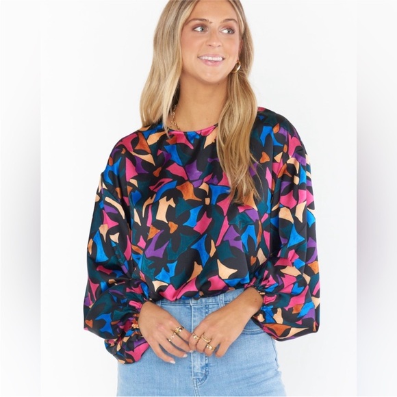 Show me your MUMU Good Times‎ Top Size Small Mosaic Magic Luxe Satin Pattern - Picture 1 of 5
